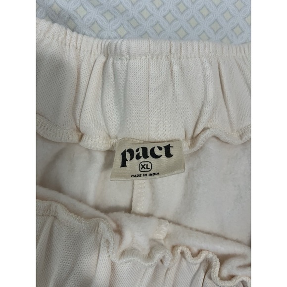 Pact Womens XL Sweatpants Organic Cotton Tapered Leg Pockets Cream NWOT - Picture 2 of 6
